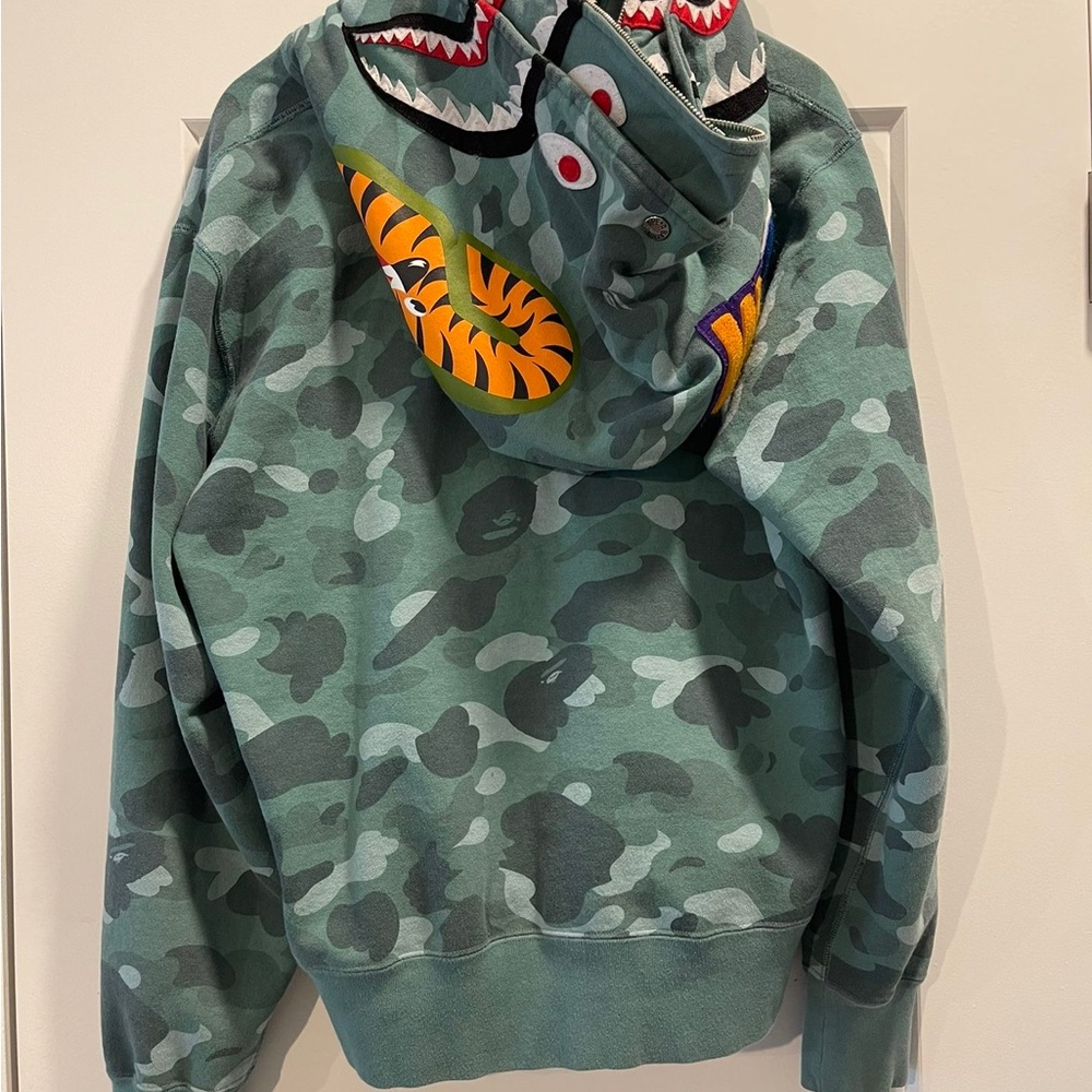 BAPE WIDE FULL ZIP DOUBLE HOODIE GREEN